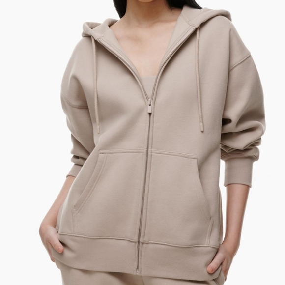 Aritzia TNA Cozy Fleece Boyfriend Zip Hoodie Brushed Green XS - Picture 7 of 8